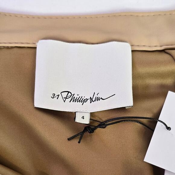 3.1 Phillip Lim Women's Faux-Leather Asymmetric Pleated Midi Skirt Size 4 - Picture 8 of 13
